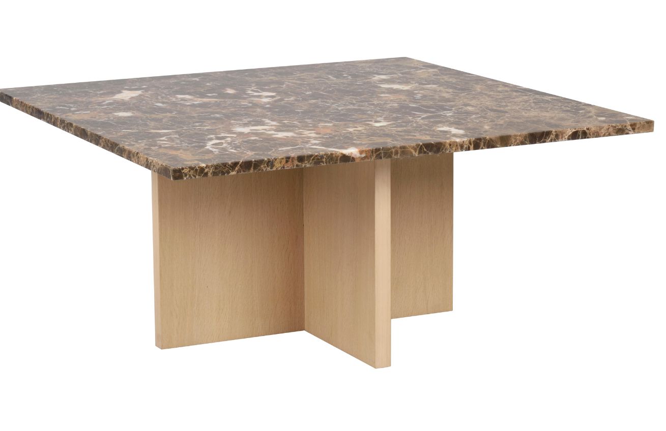 Hnědý mramorový konferenční stolek ROWICO BROOKSVILLE 90 x 90 cm Rowico