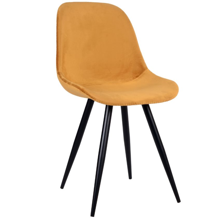 Okrově žlutá sametová jídelní židle LABEL51 Capri Label51