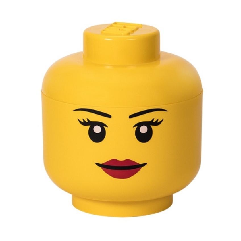 Žlutý úložný box ve tvaru hlavy LEGO® Girl 24 cm Lego®