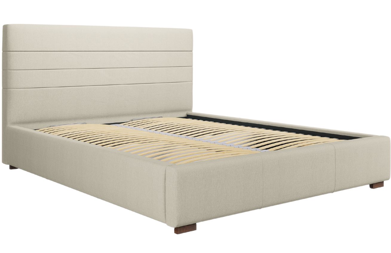 Béžová látková postel MICADONI Aranda 140 x 200 cm Micadoni