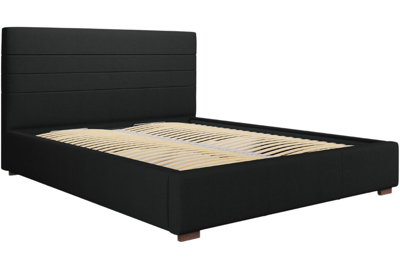 Černá látková postel MICADONI Aranda 140 x 200 cm Micadoni