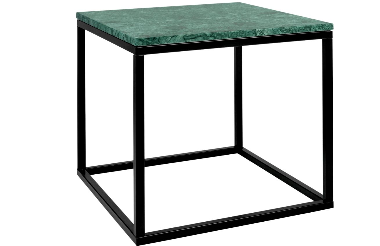 Zelený mramorový odkládací stolek TEMAHOME Prairie 50 x 50 cm s černou podnoží Temahome