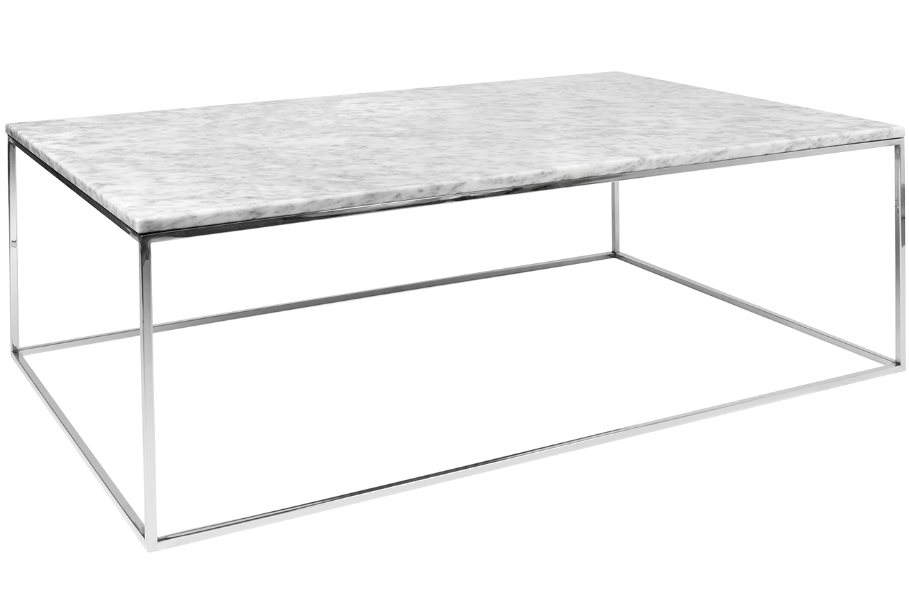Bílý mramorový konferenční stolek TEMAHOME Gleam 120 x 75 cm s chromovanou podnoží Temahome