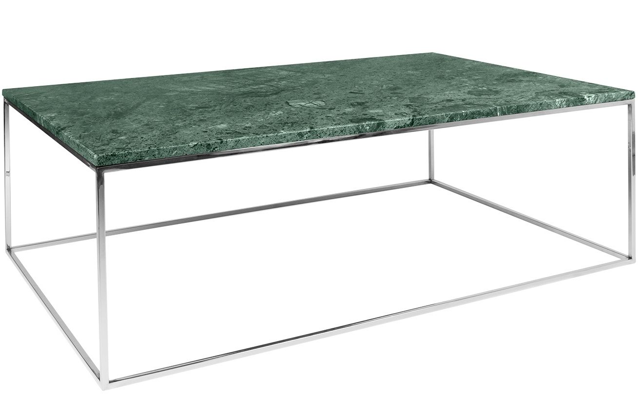 Zelený mramorový konferenční stolek TEMAHOME Gleam 120 x 75 cm s chromovanou podnoží Temahome