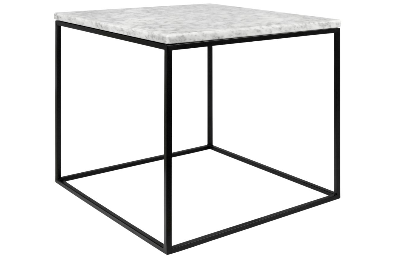 Bílý mramorový odkládací stolek TEMAHOME Gleam 50 x 50 cm s černou podnoží Temahome