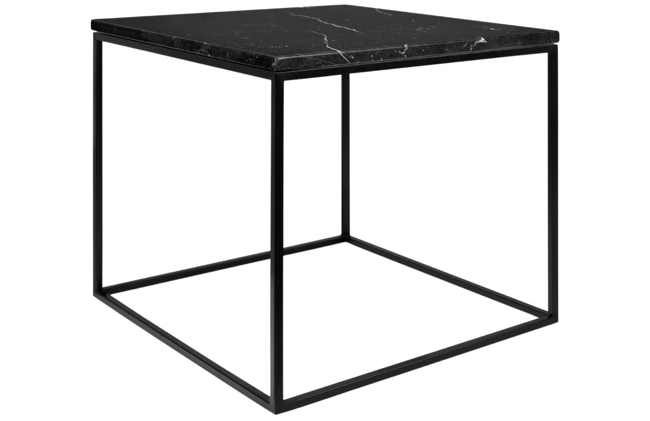 Černý mramorový odkládací stolek TEMAHOME Gleam 50 x 50 cm s černou podnoží Temahome