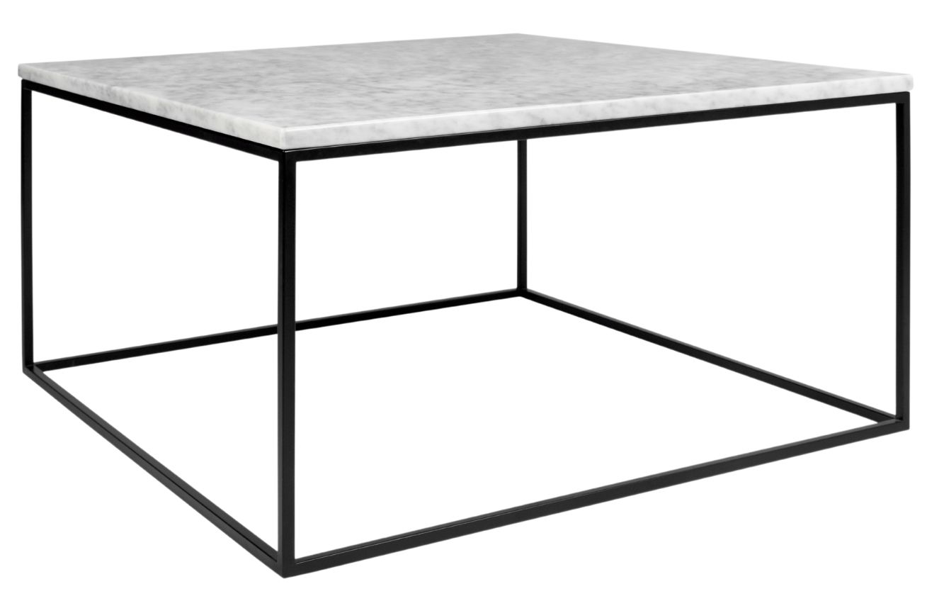 Bílý mramorový konferenční stolek TEMAHOME Gleam 75x75 cm s černou podnoží Temahome