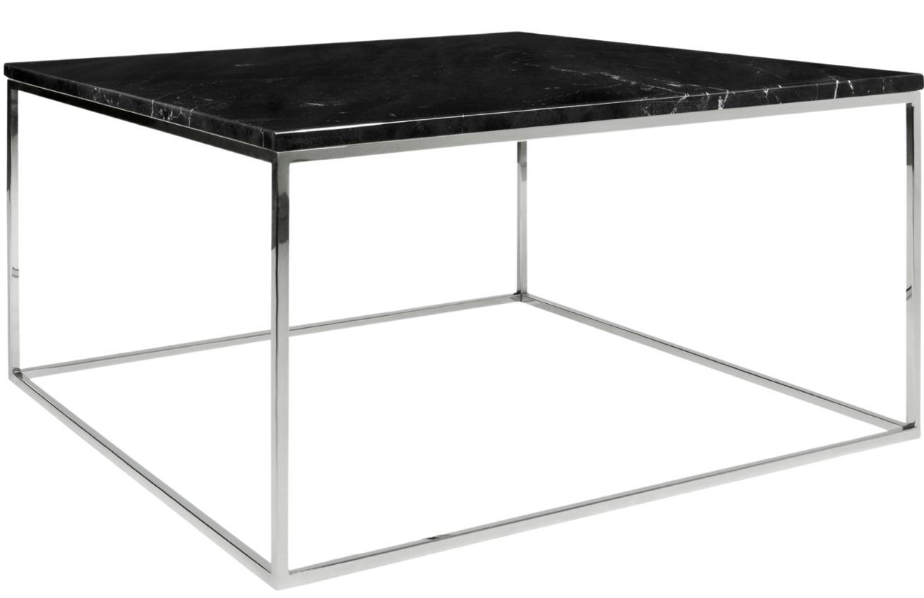Černý mramorový konferenční stolek TEMAHOME Gleam 75x75 cm s chromovanou podnoží Temahome