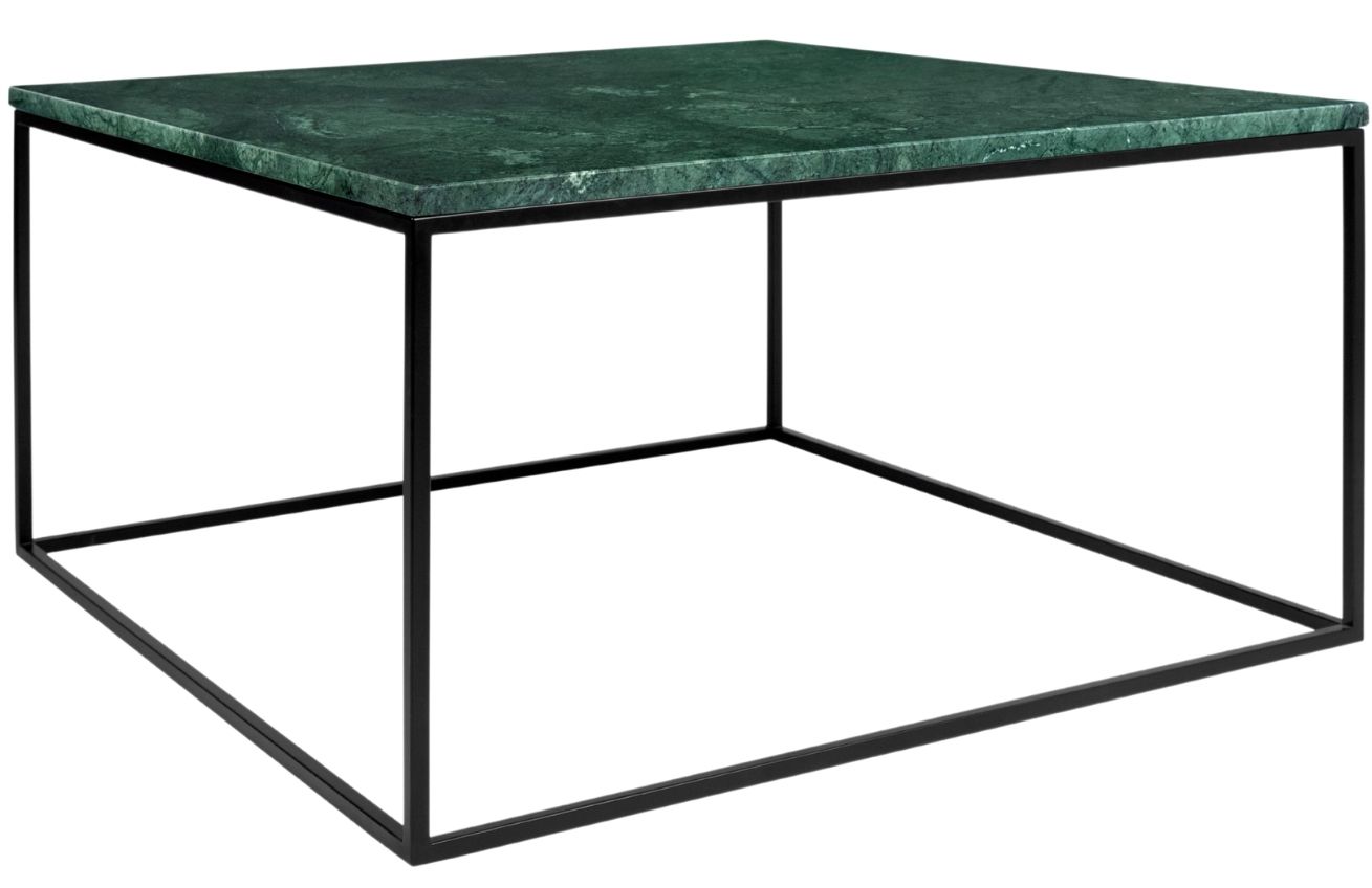 Zelený mramorový konferenční stolek TEMAHOME Gleam 75x75 cm s černou podnoží Temahome