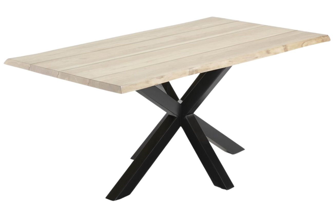 Masivní světlý dubový jídelní stůl Kave Home Argo 180 x 100 cm s černou kovovou podnoží Kave Home