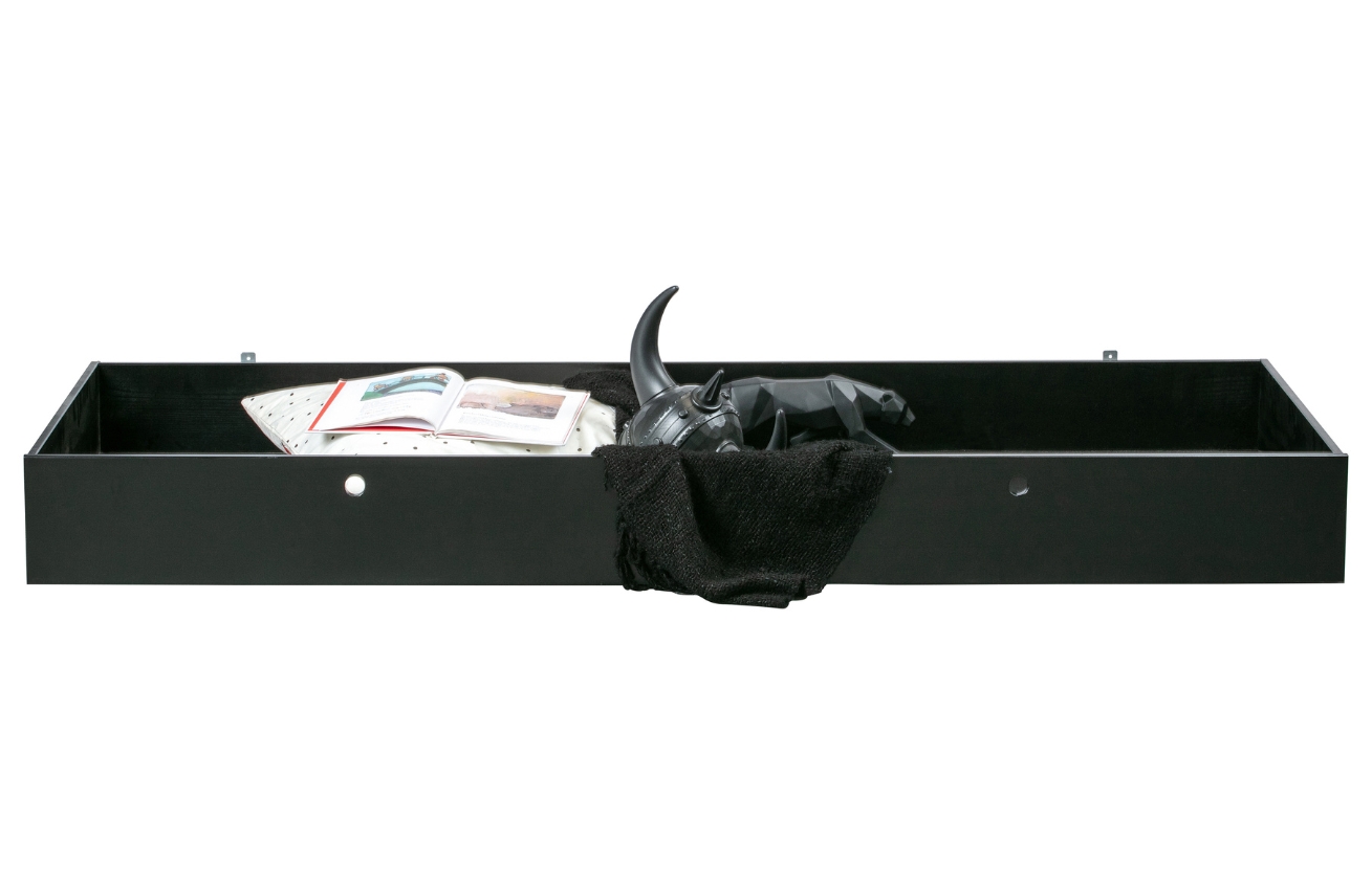 Hoorns Černá borovicová zásuvka k posteli Leone 197 x 82 cm Hoorns