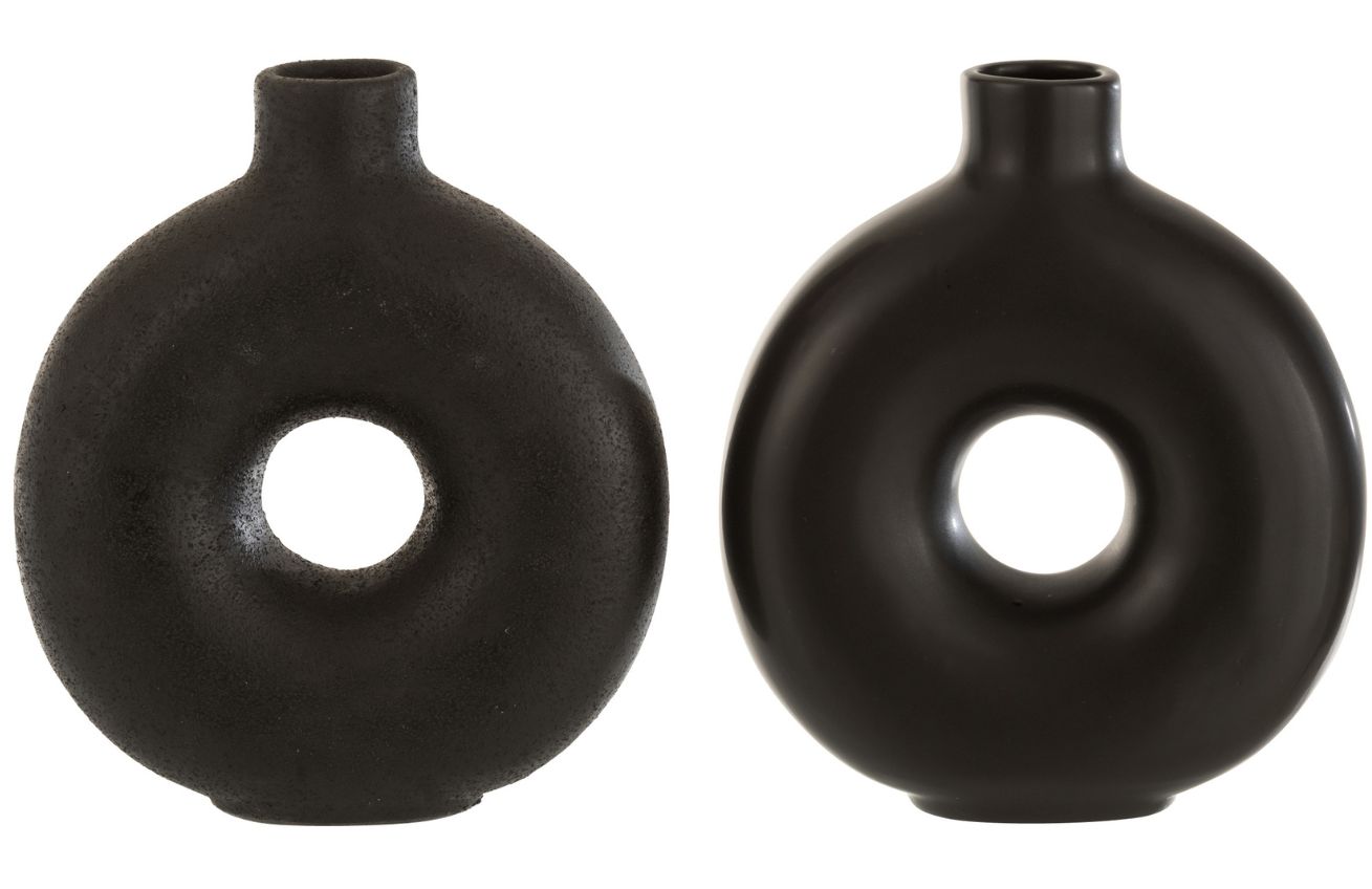 Set dvou černých keramických váz J-line Sabura J-line