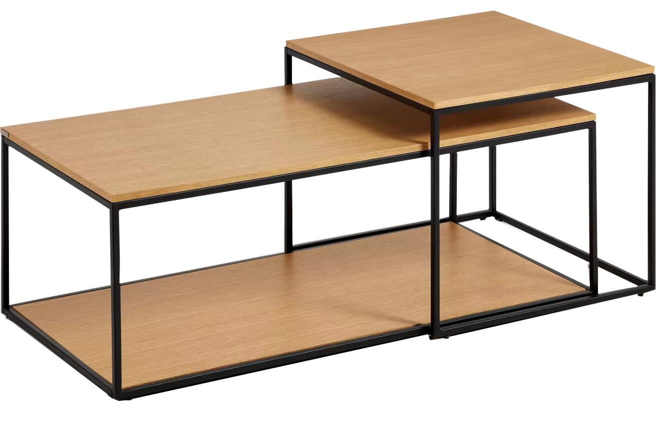 Set dvou dubových konferenčních stolků Kave Home Yoana 100x50/ 50x55 cm Kave Home