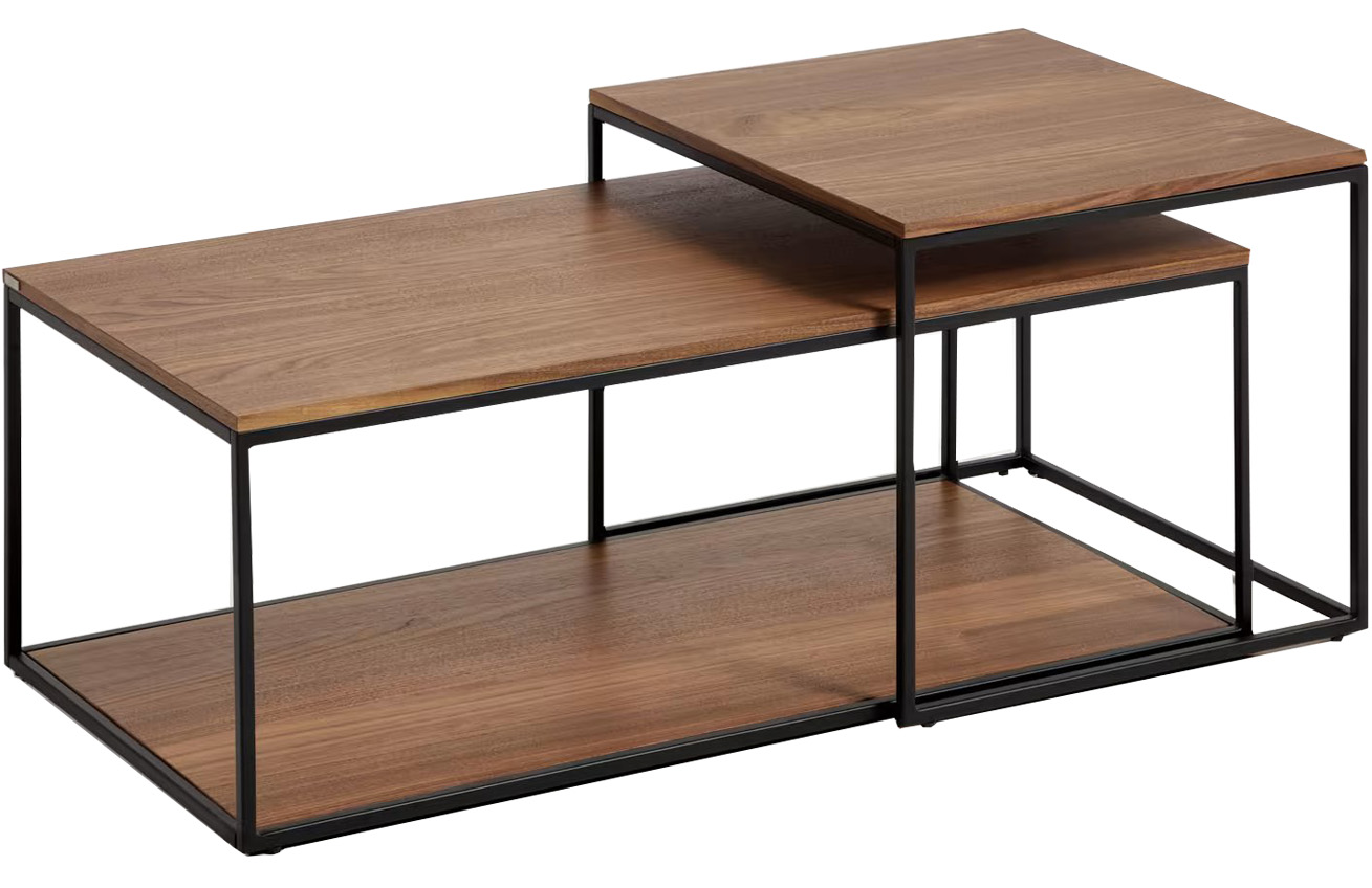 Set dvou ořechových konferenčních stolků Kave Home Yoana 100x50/ 50x55 cm Kave Home