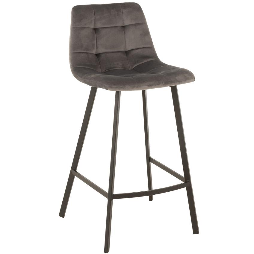 Šedá sametová barová židle J-line Morgy 69 cm J-line