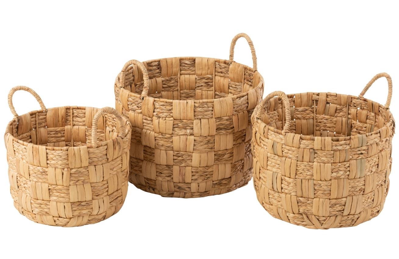 Set tří úložných košů z vodního hyacintu J-Line Jacinthe 44/39/34 cm J-line