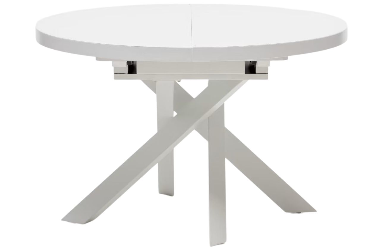 Bílý skleněný rozkládací jídelní stůl Kave Home Vashti 120 - 160 cm Kave Home