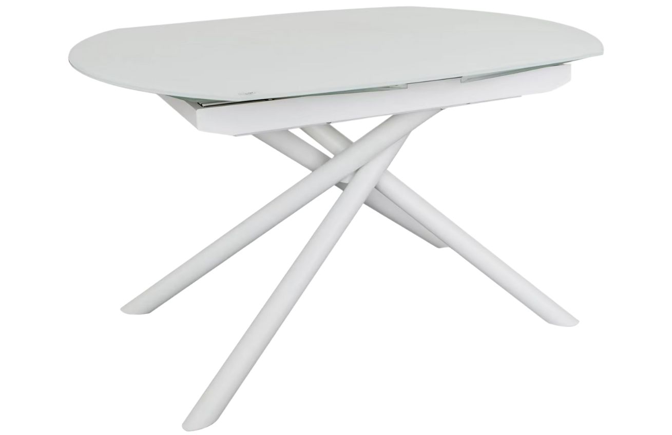 Bílý skleněný rozkládací jídelní stůl Kave Home Vashti 160/190 x 100 cm Kave Home