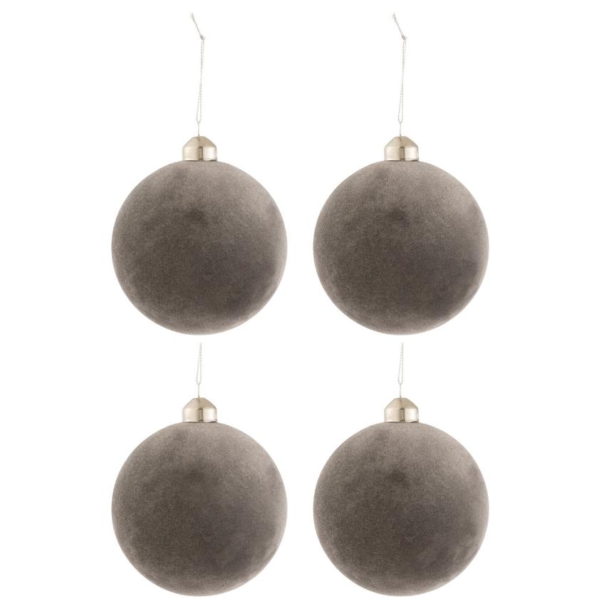 Set čtyř šedých skleněných vánočních ozdob J-Line Moli 10 cm J-line