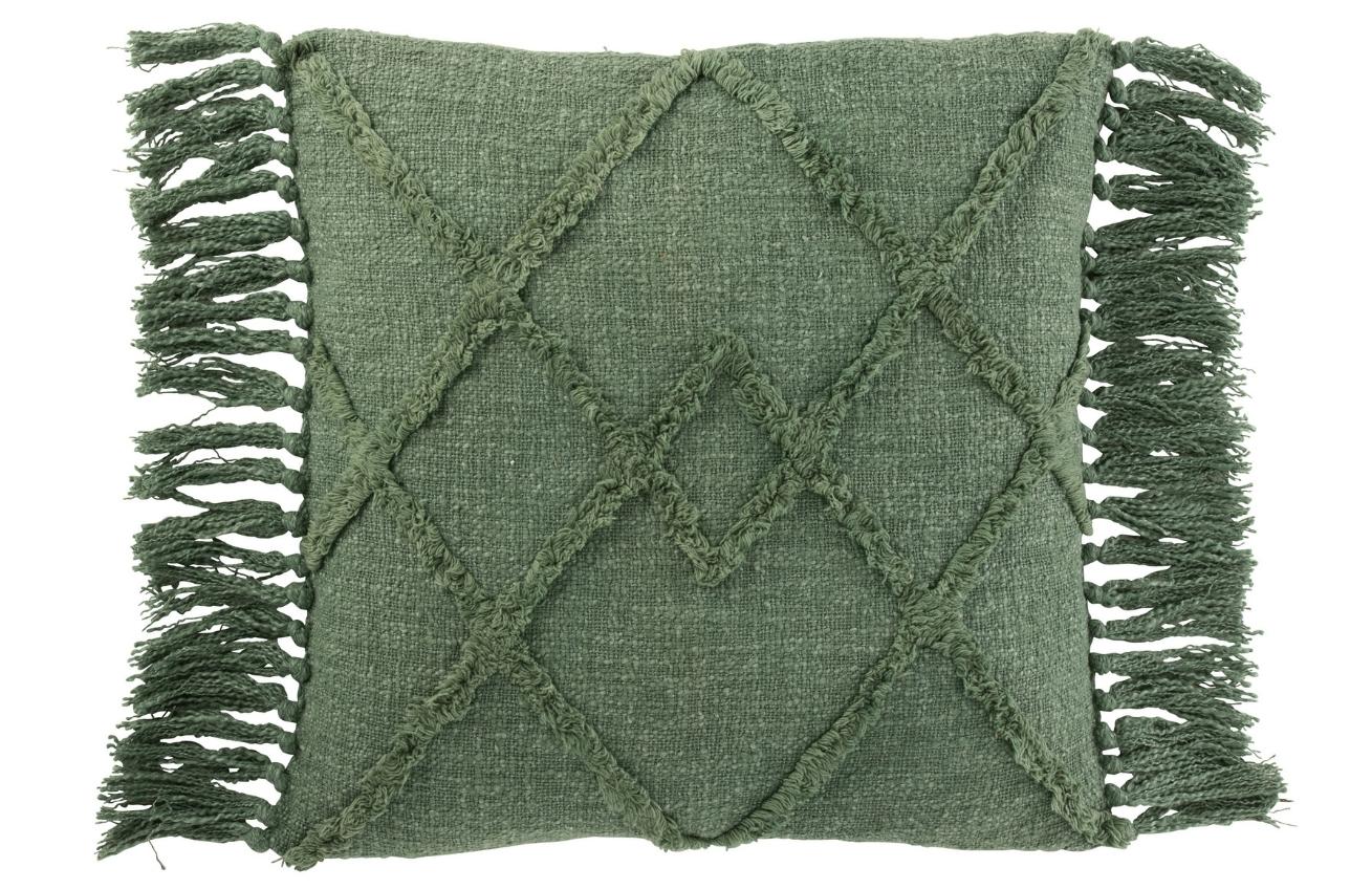Zelený bavlněný polštář J-line Rhom 52 x 72 cm J-line