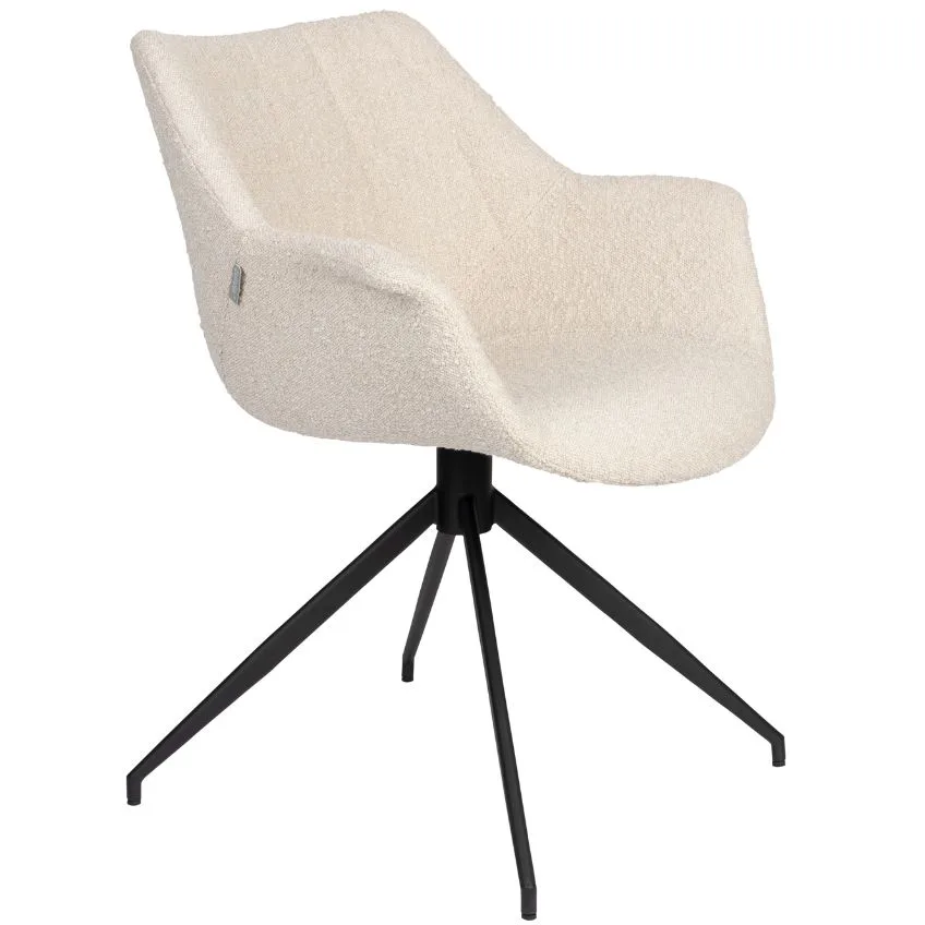 Bouclé otočná jídelní židle ZUIVER DOULTON