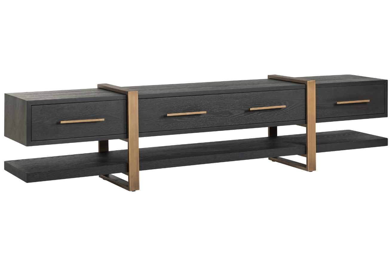 Černý dubový TV stolek Richmond Cambon 240 x 45 cm Richmond