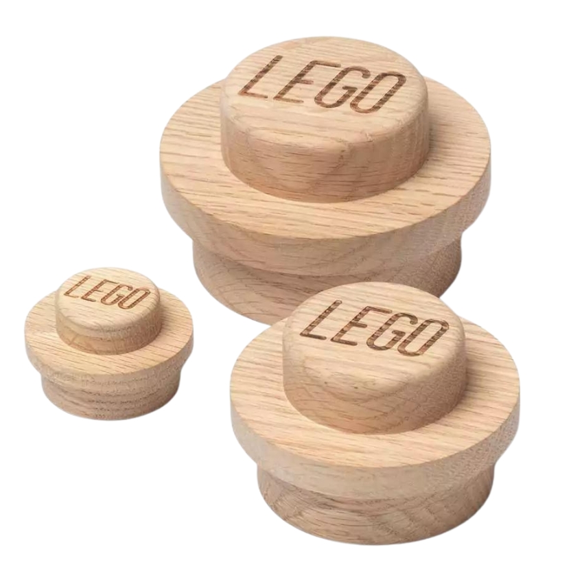 Světlá dubová sada tří věšáků LEGO® Wood Lego®