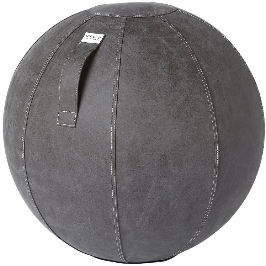 Tmavě šedý koženkový sedací / gymnastický míč VLUV BOL VEGA Ø 65 cm Vluv