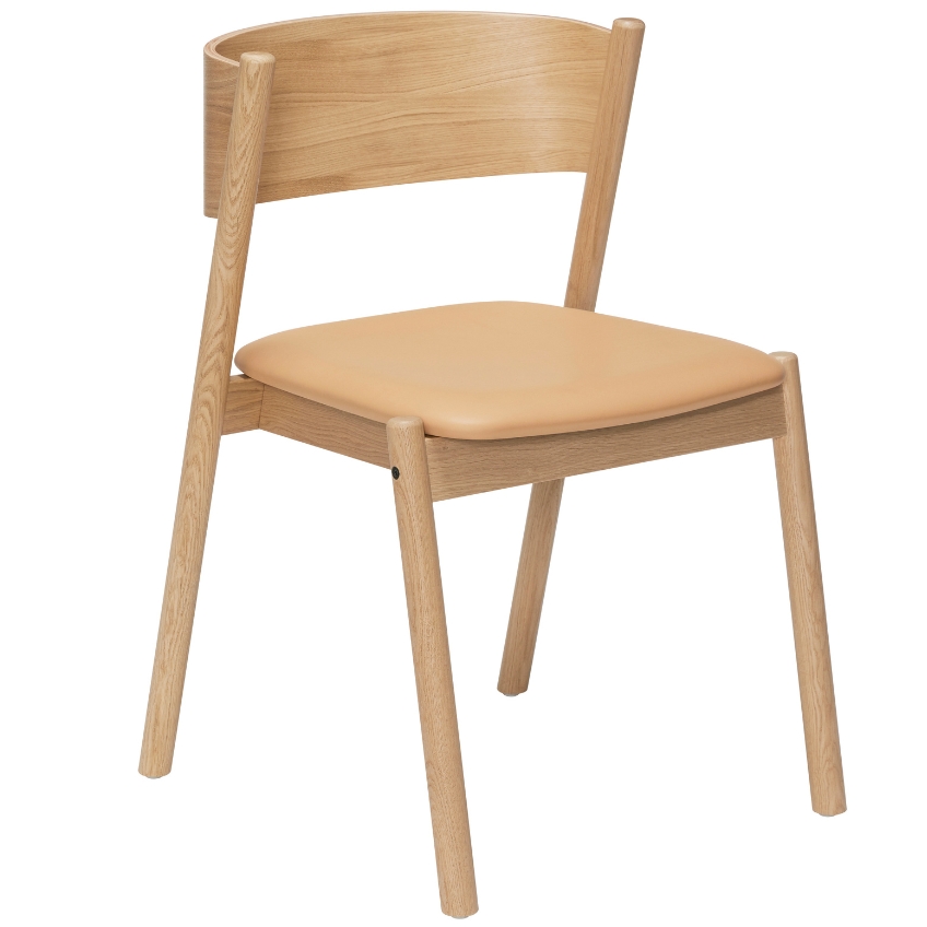 Dubová jídelní židle Hübsch Oblique s koženým sedákem Hübsch