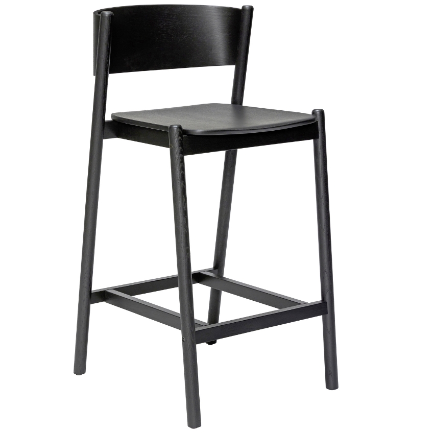 Černá dubová barová židle Hübsch Oblique 103 cm Hübsch
