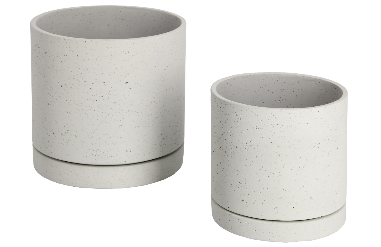 Set dvou šedých betonových květináčů Kave Home Kwanti 28/35 cm Kave Home