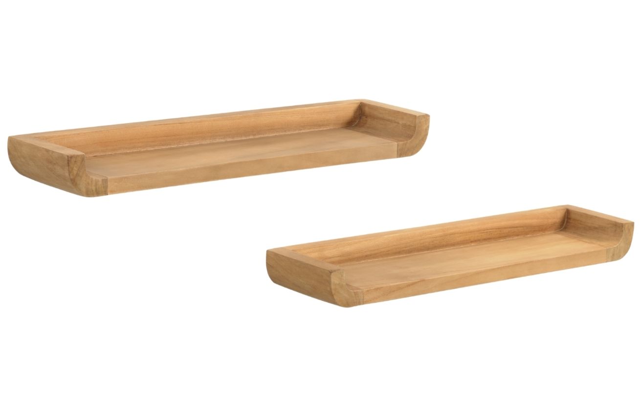 Set dvou teakových nástěnných polic Kave Home Shamel 50 x 12 cm Kave Home