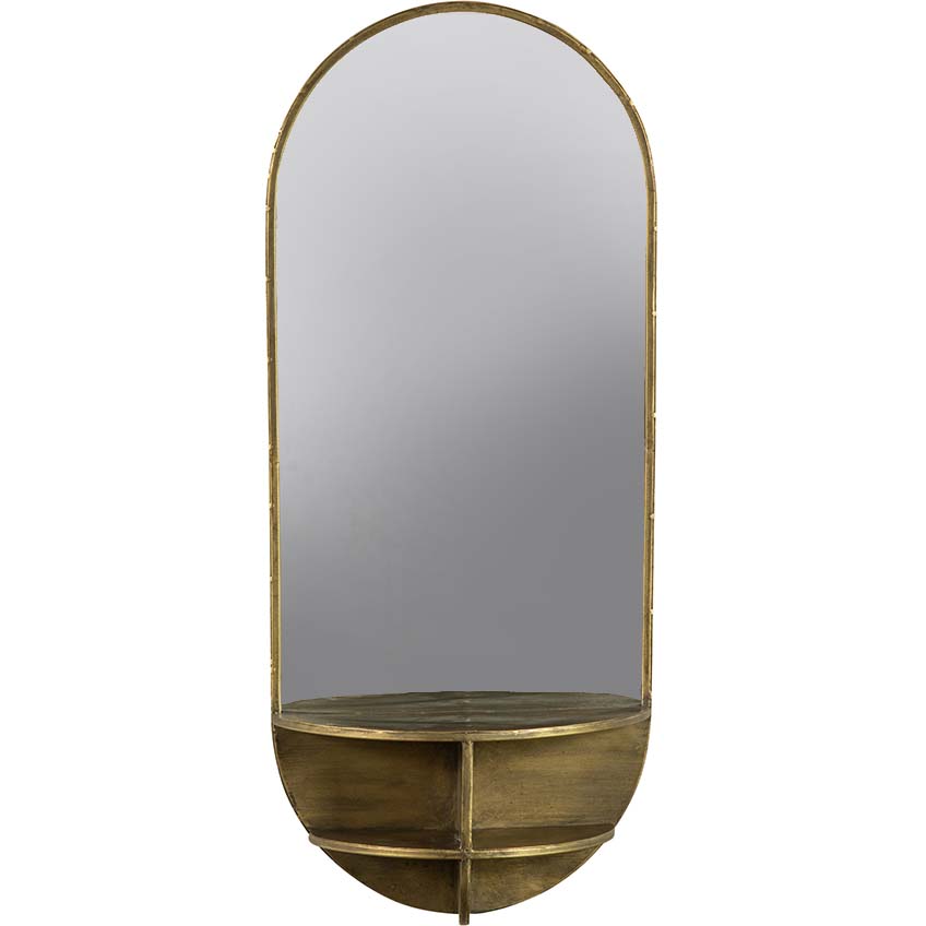 Hoorns Mosazné kovové závěsné zrcadlo Liken 83 x 36 cm Hoorns
