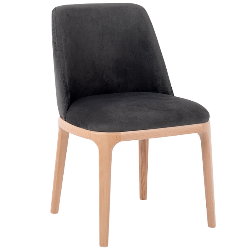 Nordic Design Tmavě šedá sametová jídelní židle Lola Nordic Design