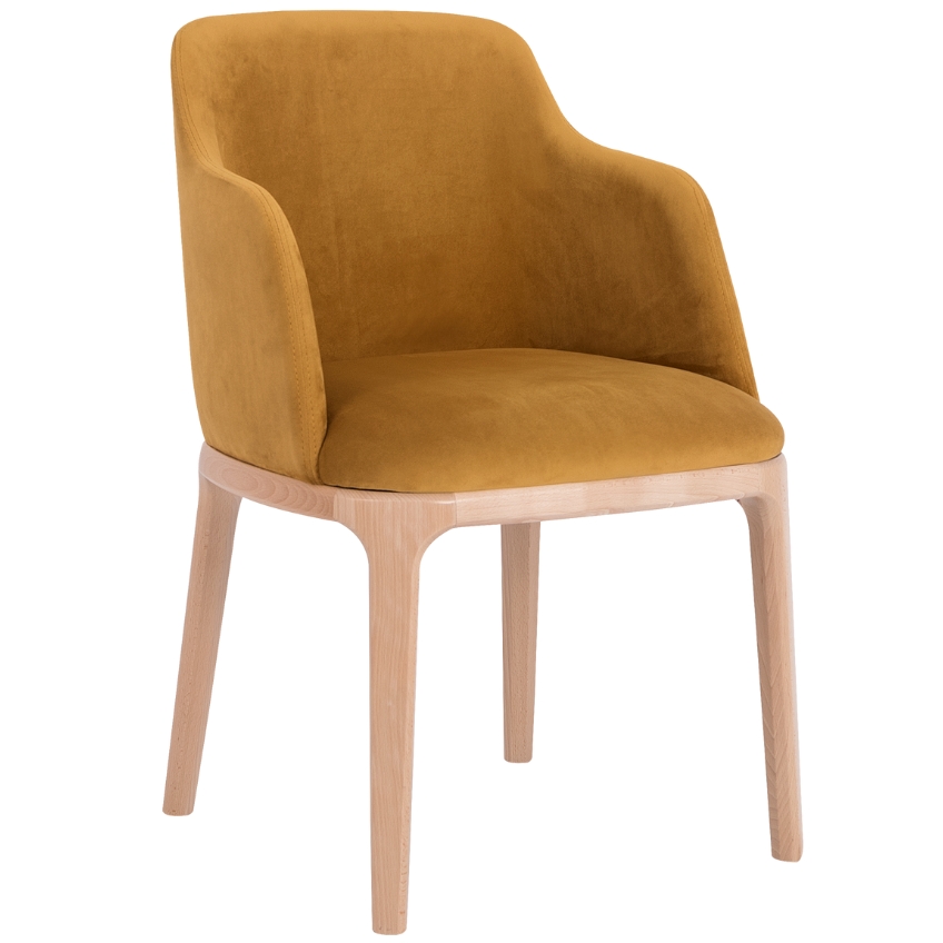 Nordic Design Žlutá sametová jídelní židle Lola s područkami Nordic Design
