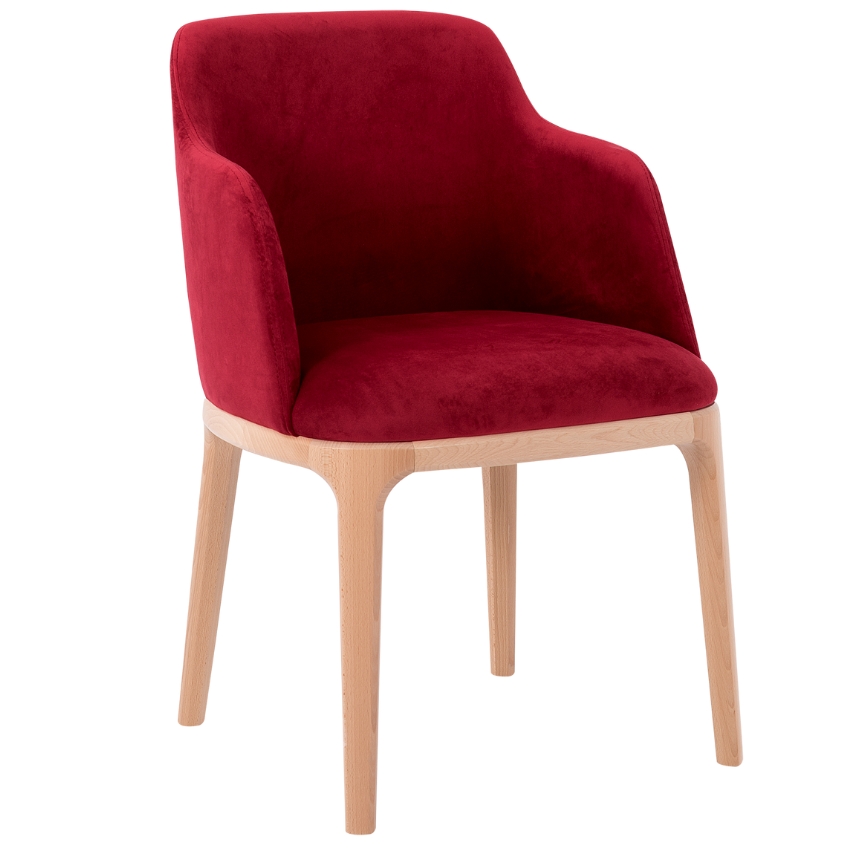 Nordic Design Červená sametová jídelní židle Lola s područkami Nordic Design