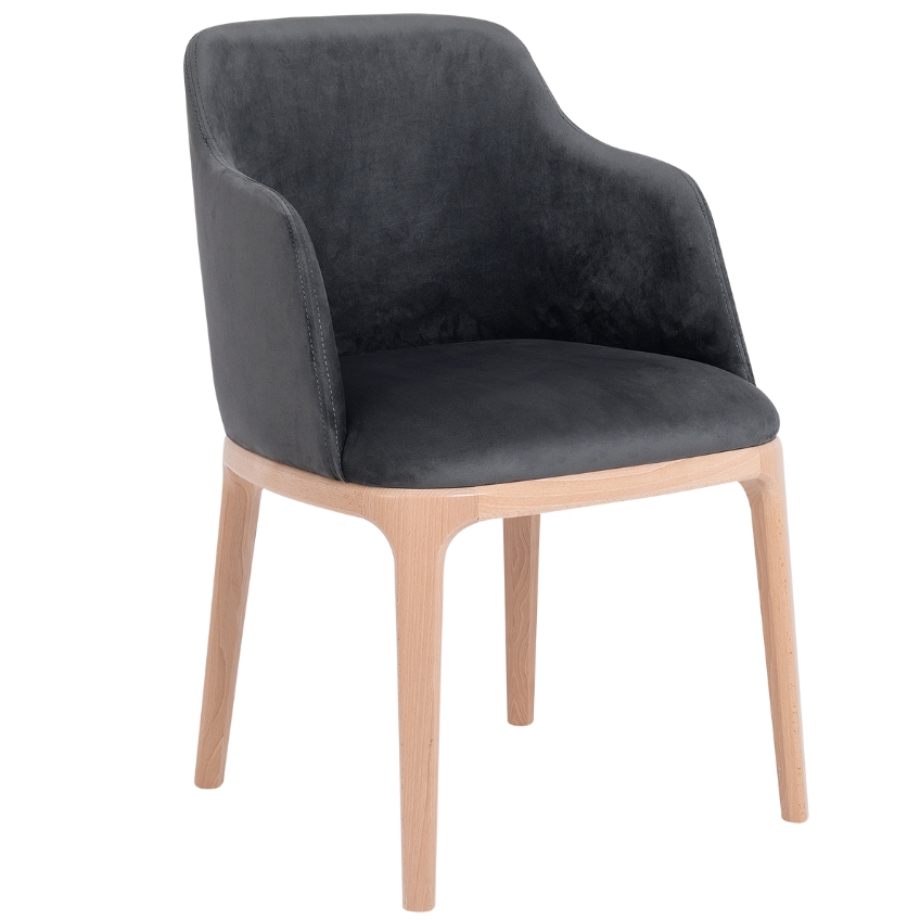 Nordic Design Tmavě šedá sametová jídelní židle Lola s područkami Nordic Design
