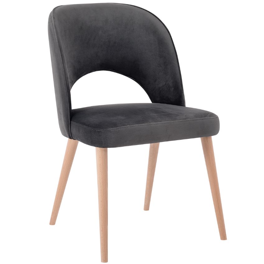 Nordic Design Tmavě šedá sametová jídelní židle Jolene Nordic Design