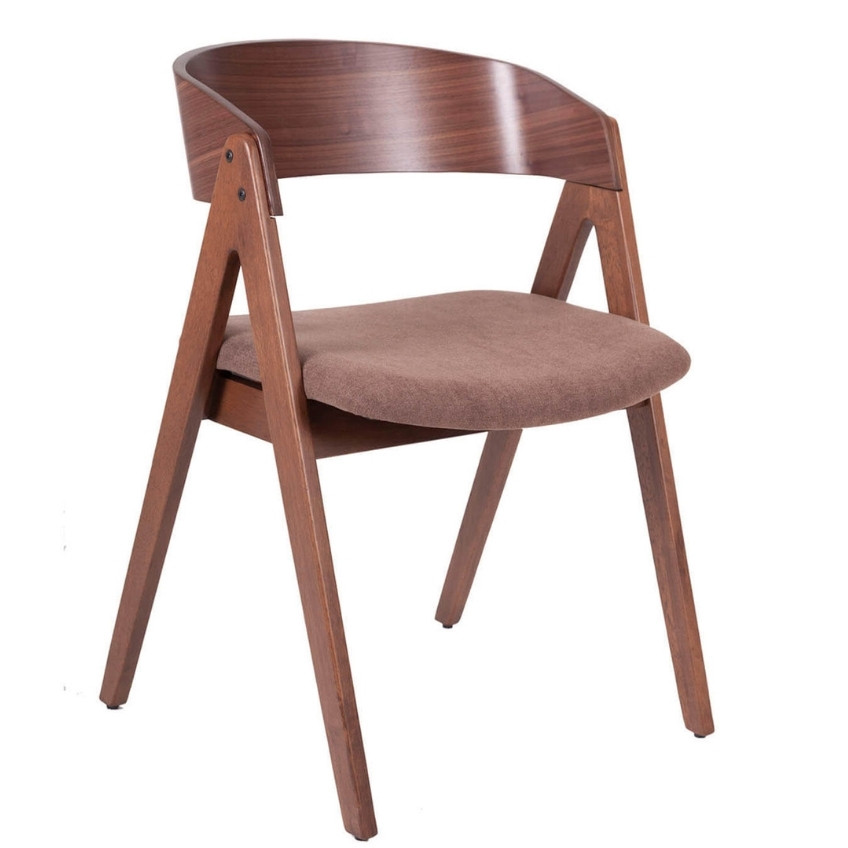 Ořechová dřevěná jídelní židle Somcasa Rina s hnědým sedákem Somcasa