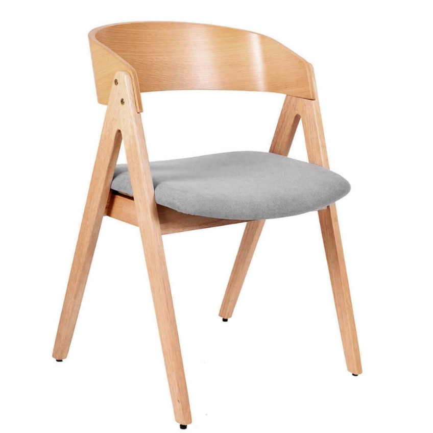 Přírodní dřevěná jídelní židle Somcasa Rina se šedým sedákem Somcasa