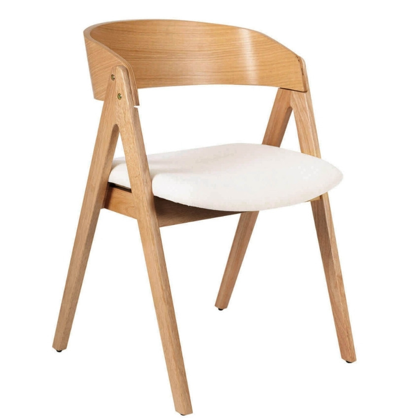 Přírodní dřevěná jídelní židle Somcasa Rina s béžovým sedákem Somcasa