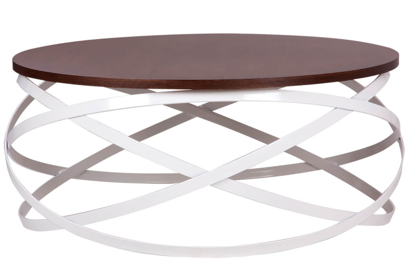 Ořechový konferenční stolek s bílou podnoží Somcasa Dario 80 cm Somcasa