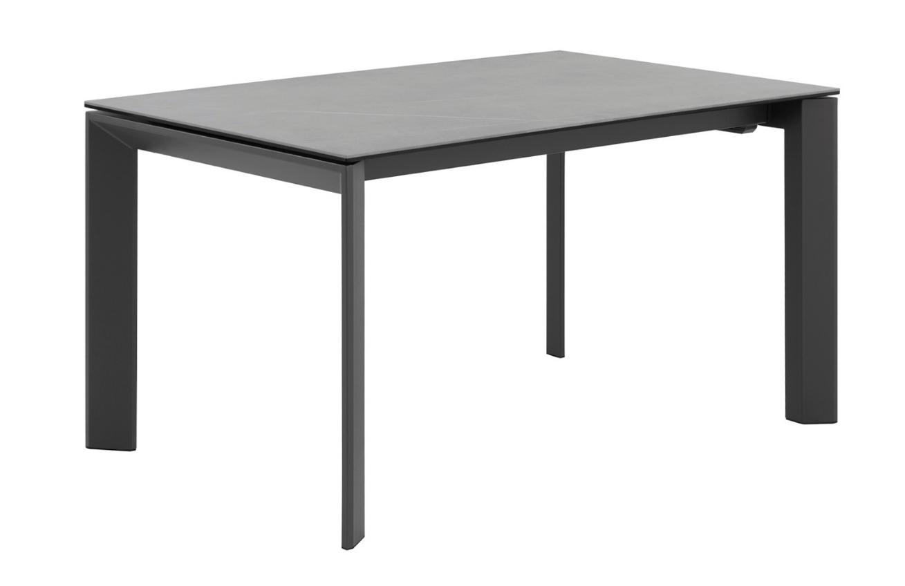 Světle šedý keramický rozkládací jídelní stůl Somcasa Tamara 160/240 x 90 cm s černou podnoží Somcasa