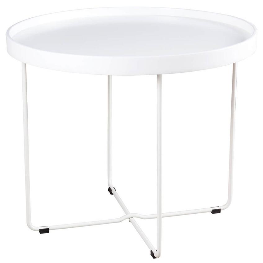 Bílý lakovaný kulatý konferenční stolek Somcasa Dave 60 cm Somcasa