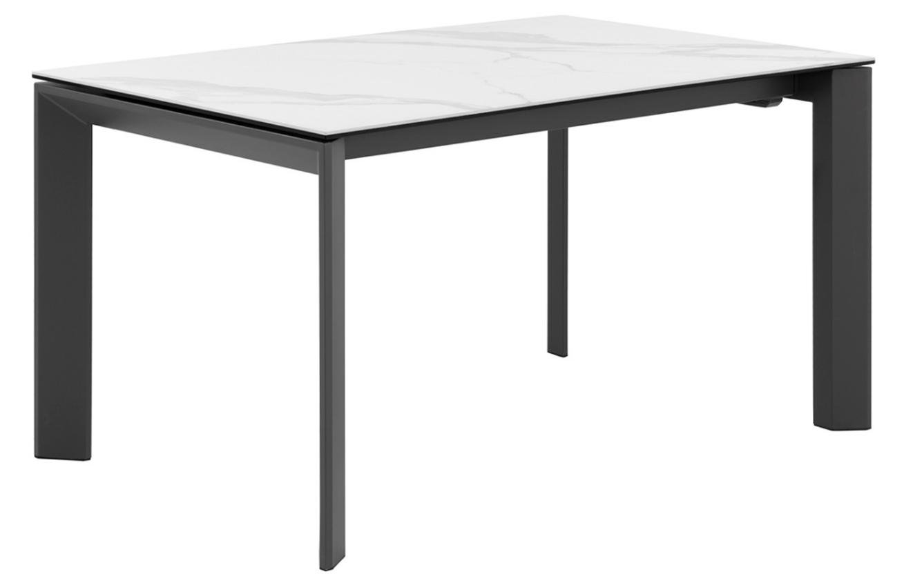Bílý keramický rozkládací jídelní stůl Somcasa Tamara 160/240 x 90 cm s černou podnoží Somcasa