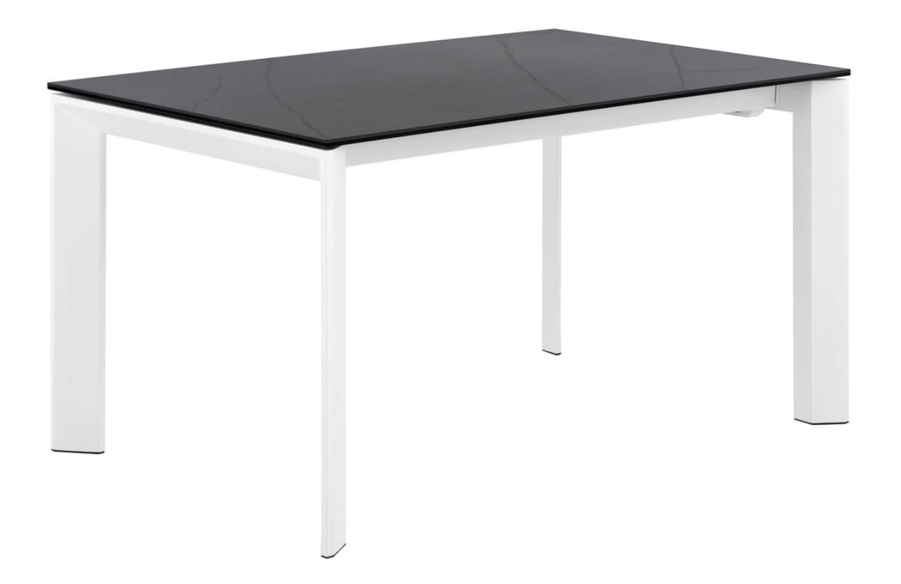 Tmavě šedý keramický rozkládací jídelní stůl Somcasa Lisa 140/200 x 90 cm s bílou podnoží Somcasa
