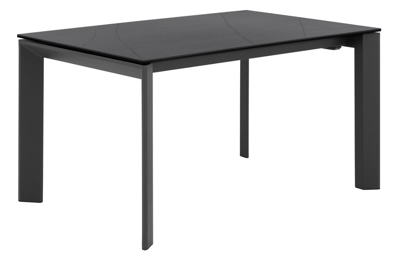 Tmavě šedý keramický rozkládací jídelní stůl Somcasa Lisa 140/200 x 90 cm s černou podnoží Somcasa