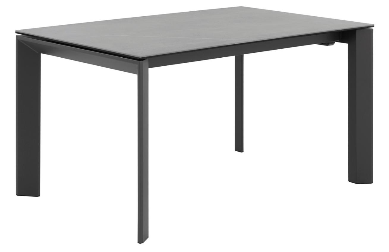 Světle šedý keramický rozkládací jídelní stůl Somcasa Lisa 140/200 x 90 cm s černou podnoží Somcasa