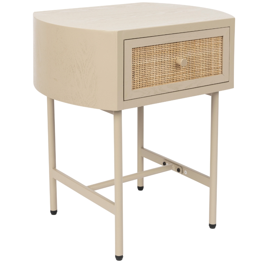 White Label Béžový dřevěný odkládací stolek s ratanovou výplní WLL AMAYA 48 x 38 cm White Label