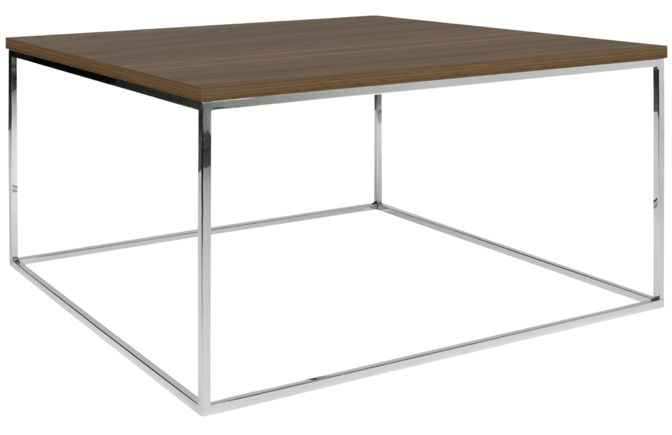 Ořechový konferenční stolek TEMAHOME Gleam 75x75 cm s chromovanou podnoží Temahome